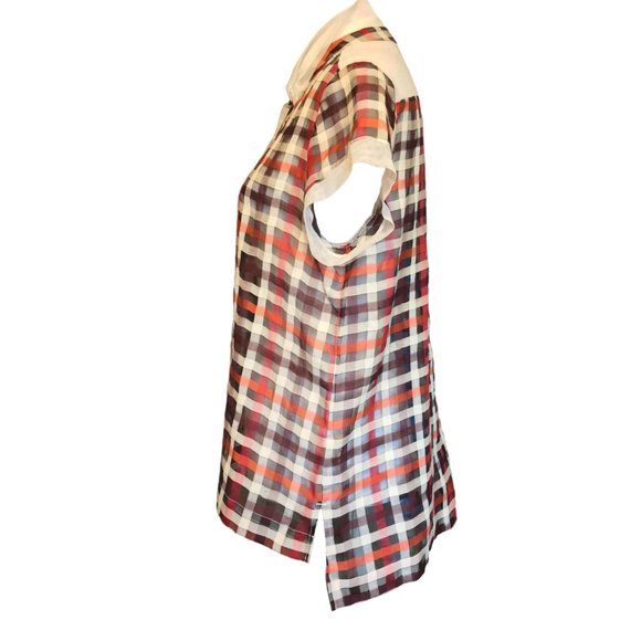 Foundrae Sheer Plaid Top - Size 8 - Picture 4 of 5